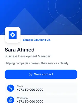 The Cover business card template with sample details