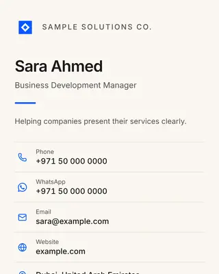 The Minimal business card template with sample details