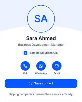 The Personal business card template with sample details